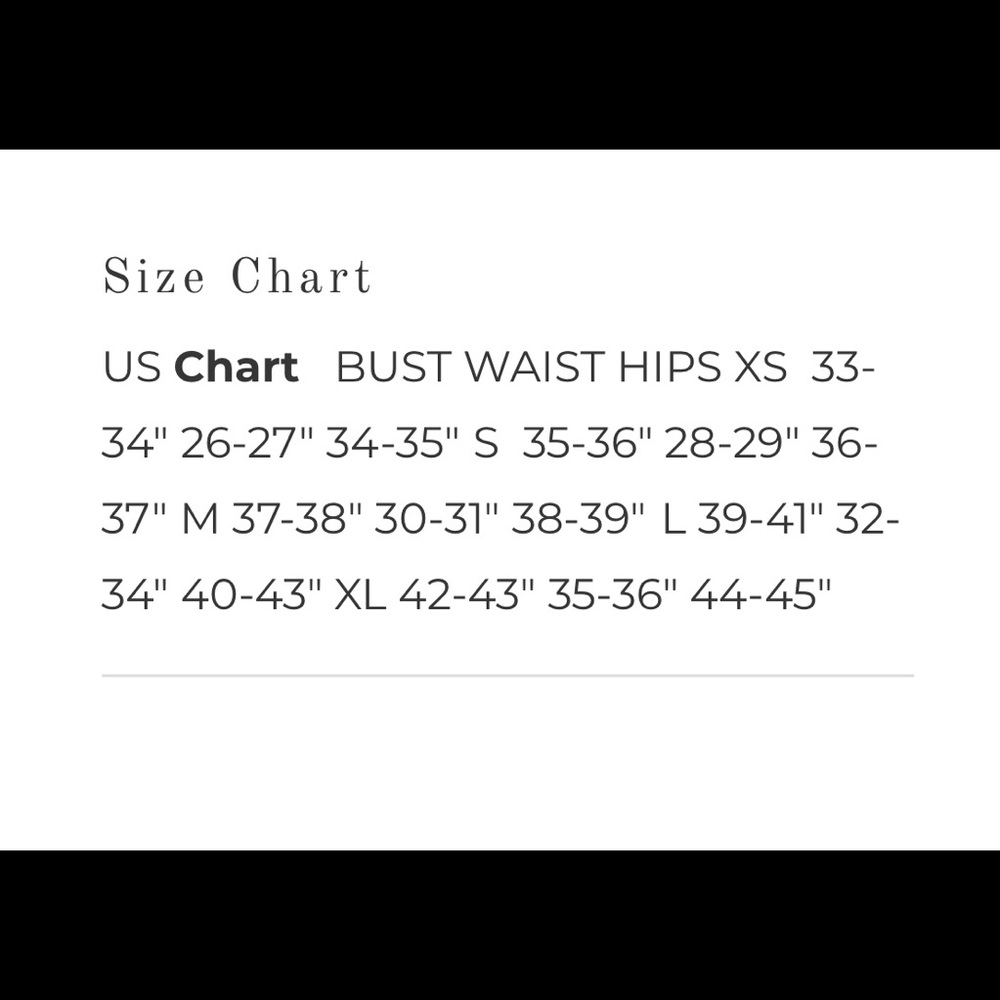 Size chart